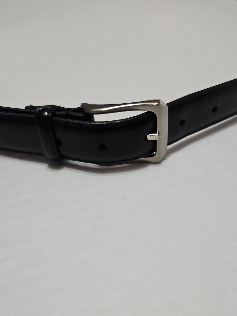 PSA Banks Black Genuine  Leather Belt with Silver Buckle Size 44-46